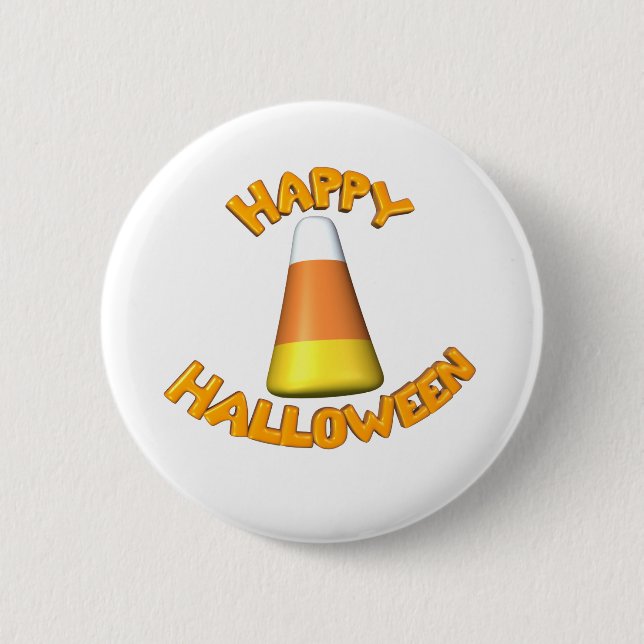 Glücklicher Halloween-Süßigkeits-Mais Button (Vorderseite)