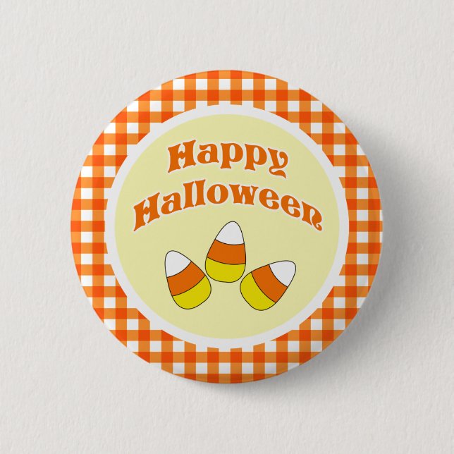 Glücklicher Halloween-Süßigkeits-Mais-Knopf Button (Vorderseite)