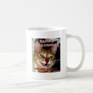 GLÜCKLICHER HALLOWEEN- UND GEBURTSTAGS-VAMPIRCAT KAFFEETASSE