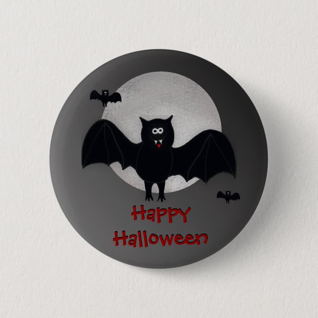 Glücklicher Halloween-Vampirs-Schläger-Knopf Button (Vorderseite)