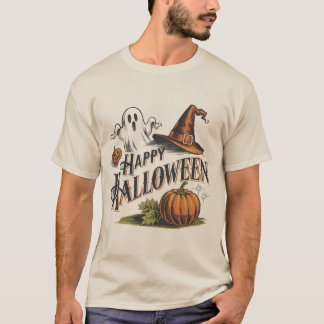 Glücklicher Halloween Vintager T - Shirt mit Ghost