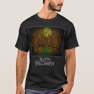 Glücklicher Halloween-Wald mit Botschaft T-Shirt