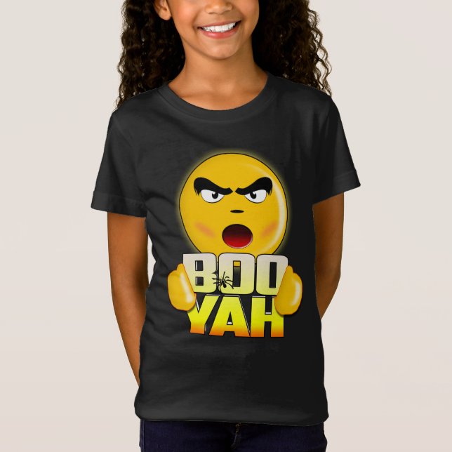 Glücklicher HalloweenBoo Yah - lustiger Emoji T - T-Shirt (Vorderseite)