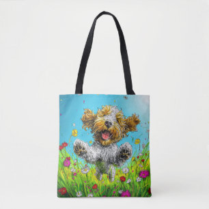 Glücklicher Havanese-Hund Bunte Wildblumenwiese