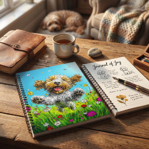 Glücklicher Havanese-Hund Bunte Wildblumenwiese Notizblock
