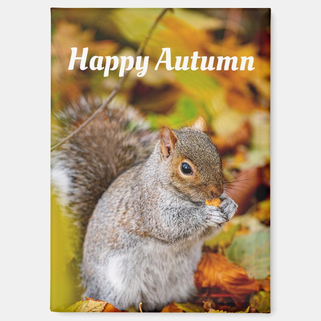 Glücklicher Herbst Eichhörnchen Magnet (Vorderseite)