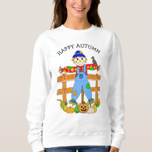 Glücklicher Herbst Halloween Scarecrow und Pumpkin Sweatshirt