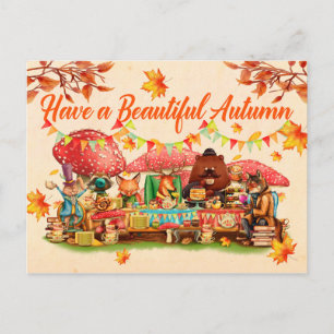 Glücklicher Herbst. Illustration. Saisonale Karte. Postkarte