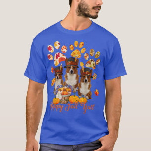 Glücklicher Herbst-Jahr-Erntedank Drei Corgis Fall T-Shirt