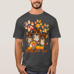 Glücklicher Herbst-Jahr-Erntedank Drei Corgis Fall T-Shirt