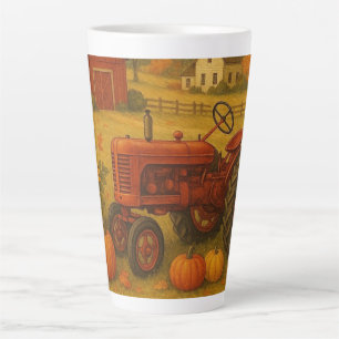Glücklicher Herbst klassischer Traktor und Bauernh Milchtasse
