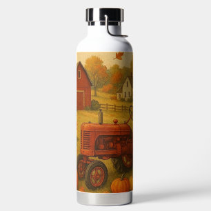 Glücklicher Herbst klassischer Traktor und Bauernh Trinkflasche
