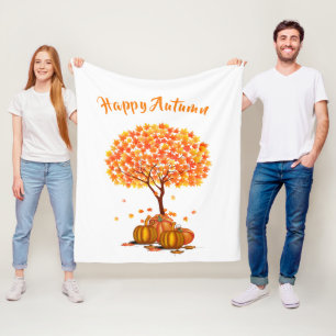 Glücklicher Herbst / Laubbaum Dekorativ Fleecedecke