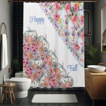 Glücklicher Herbst Weiße Kürbis Aquarell Blumen Bl