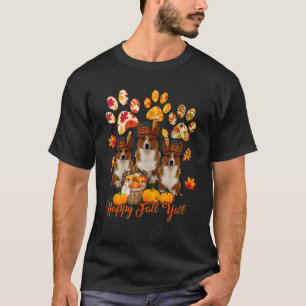 Glücklicher Herbst Y'all Erntedank Drei Corgis Fal T-Shirt