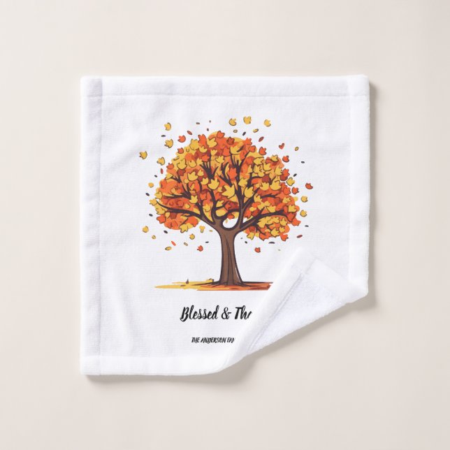 Glücklicher Herbstbaum, frohe Thanksgiving-Grüße Waschlappen (Waschlappen)