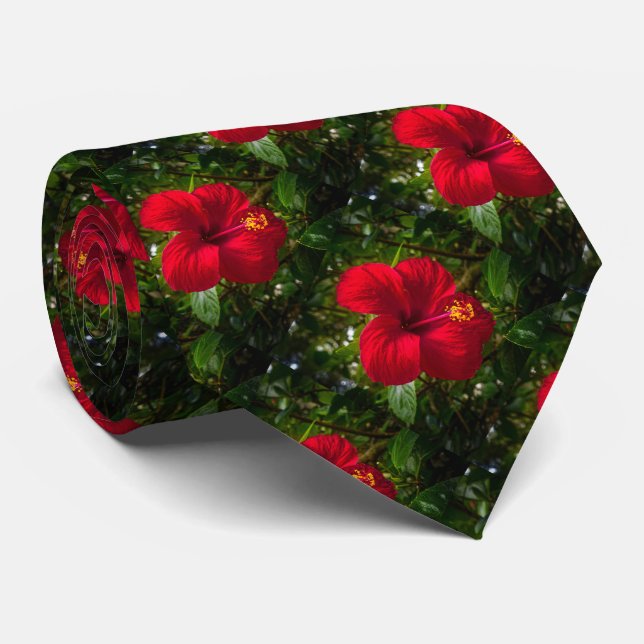 "Glücklicher Hibiskus" Krawatte (Gerollt)