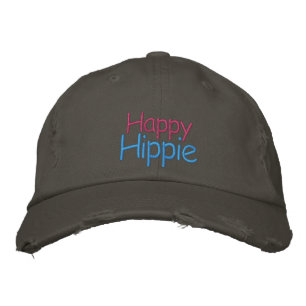Glücklicher Hippie Nickelgrau Rustikal Vintage Ros Bestickte Baseballkappe