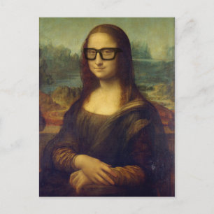 Glücklicher Hipster Mona Lisa im Coolen Hipster Br Postkarte