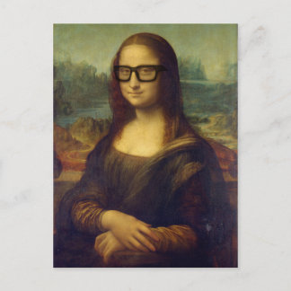 Glücklicher Hipster Mona Lisa im Coolen Hipster Br Postkarte