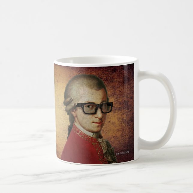 Glücklicher Hipster Wolfgang Amadeus Mozart Kaffeetasse (Rechts)
