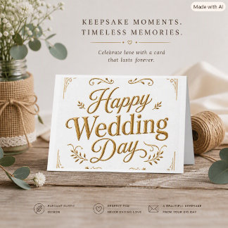 Glücklicher Hochzeitstag Gold-Topographie-Grußkart Karte