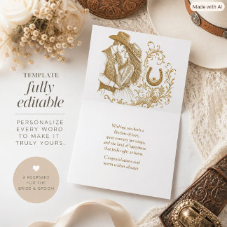 Glücklicher Hochzeitstag Gold Western-Gruß Karte