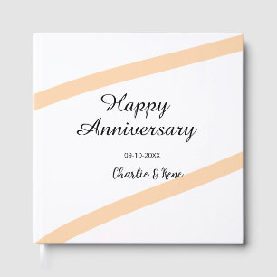 Glücklicher Hochzeitstag orange Pastelllinien Name Gästebuch