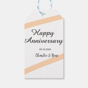 Glücklicher Hochzeitstag orange Pastelllinien Name Geschenkanhänger