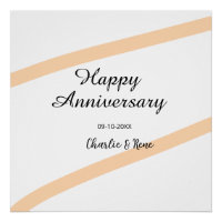 Glücklicher Hochzeitstag orange Pastelllinien Name