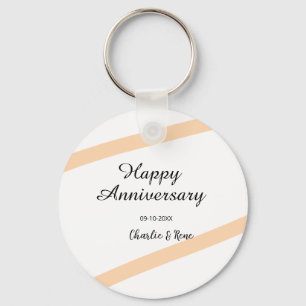 Glücklicher Hochzeitstag orange Pastelllinien Name Schlüsselanhänger