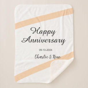Glücklicher Hochzeitstag orange Pastelllinien Name Sherpadecke