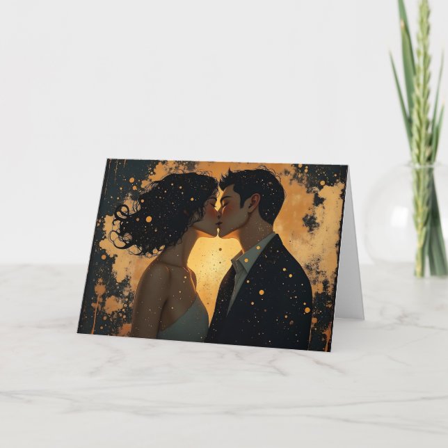 Glücklicher Hochzeitstag | Romantischer Kuss Karte (Vorderseite)