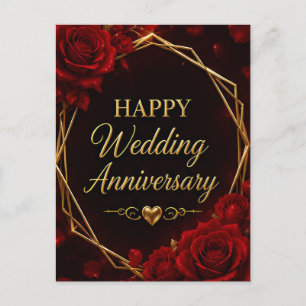 Glücklicher Hochzeitstag Romantisches Herz Postkarte