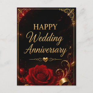 Glücklicher Hochzeitstag Roter Rahmen Postkarte