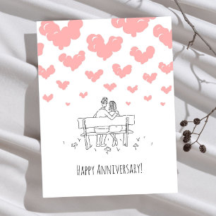 Glücklicher Hochzeitstag Verheiratetes Paar Herzen Postkarte