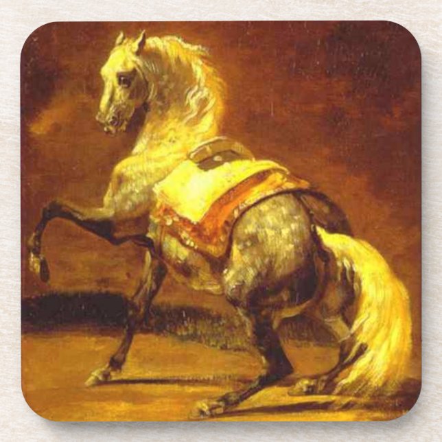 GLÜCKLICHER HORSE, Gelb Untersetzer (Vorderseite)