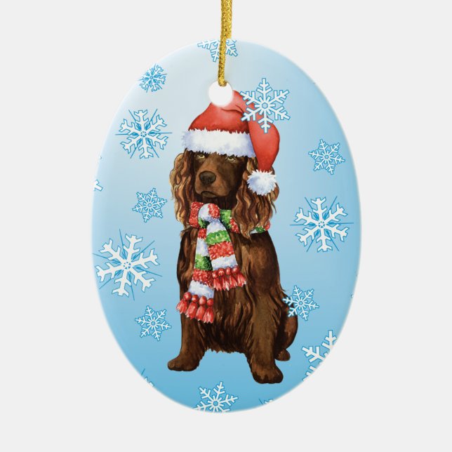 Glücklicher Howliday Boykin Spaniel Keramik Ornament (Vorne)