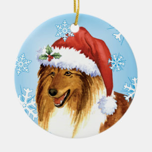 Glücklicher Howliday Collie Keramikornament