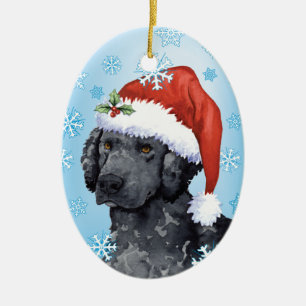 Glücklicher Howliday Curly-Coated Retriever Keramikornament