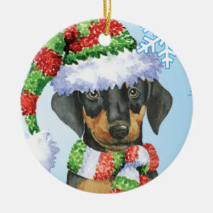 Glücklicher Howliday Dobermann Keramik Ornament