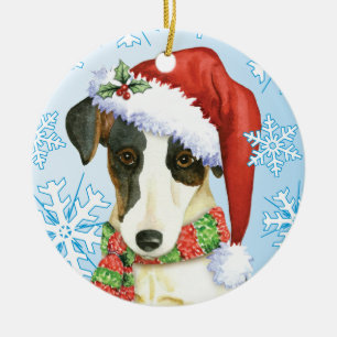 Glücklicher Howliday glatter Foxterrier Keramikornament