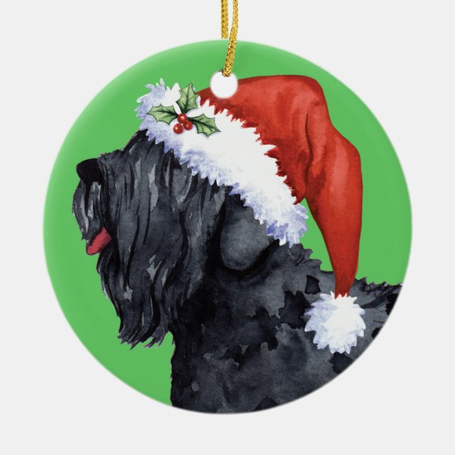 Glücklicher Howliday schwarzer Russe Terrier Keramik Ornament (Vorne)