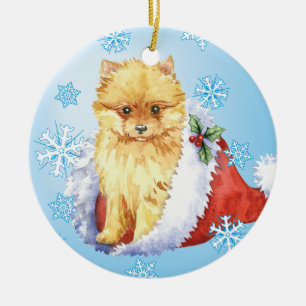 Glücklicher Howliday Spitz Keramikornament