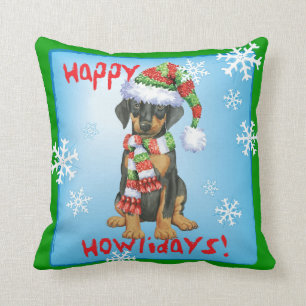 Glücklicher Howlidays Dobermann Kissen