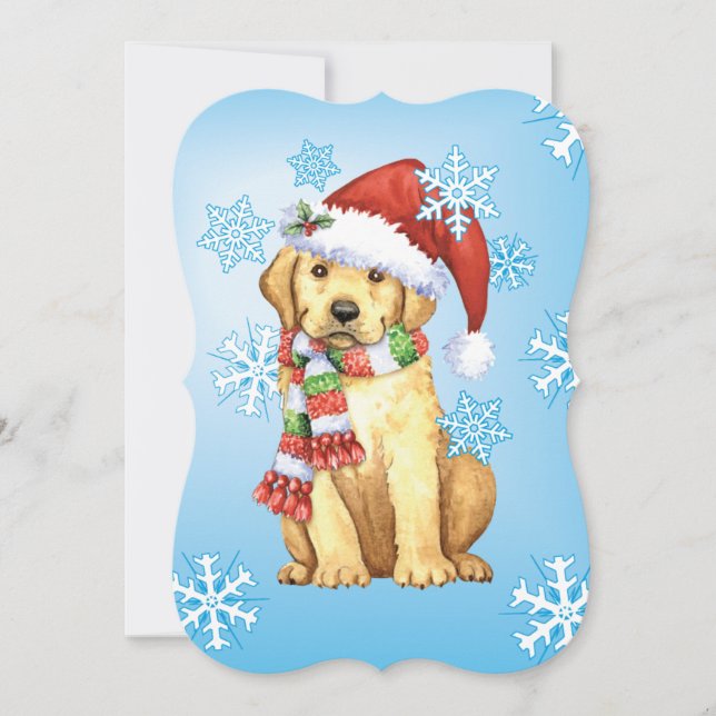 Glücklicher Howlidays gelber Labrador Feiertagskarte (Vorderseite)