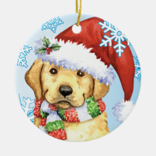 Glücklicher Howlidays gelber Labrador Keramikornament