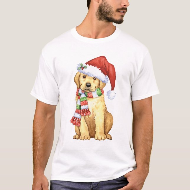Glücklicher Howlidays gelber Labrador T-Shirt (Vorderseite)