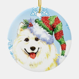 Glücklicher Howlidays Samoyed Keramik Ornament