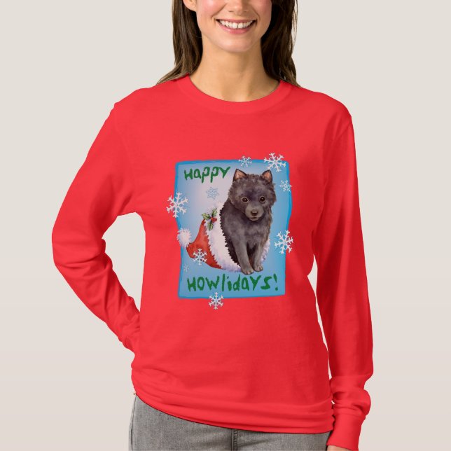Glücklicher Howlidays Schipperke T-Shirt (Vorderseite)